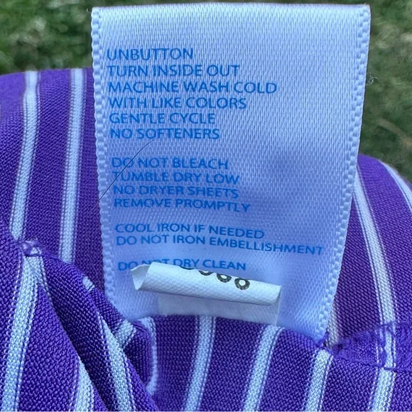 Southern Tide TCU Men's PURPLE WHITE Striped Polo Shirt Big and Tall SZ XXL - Picture 7 of 10